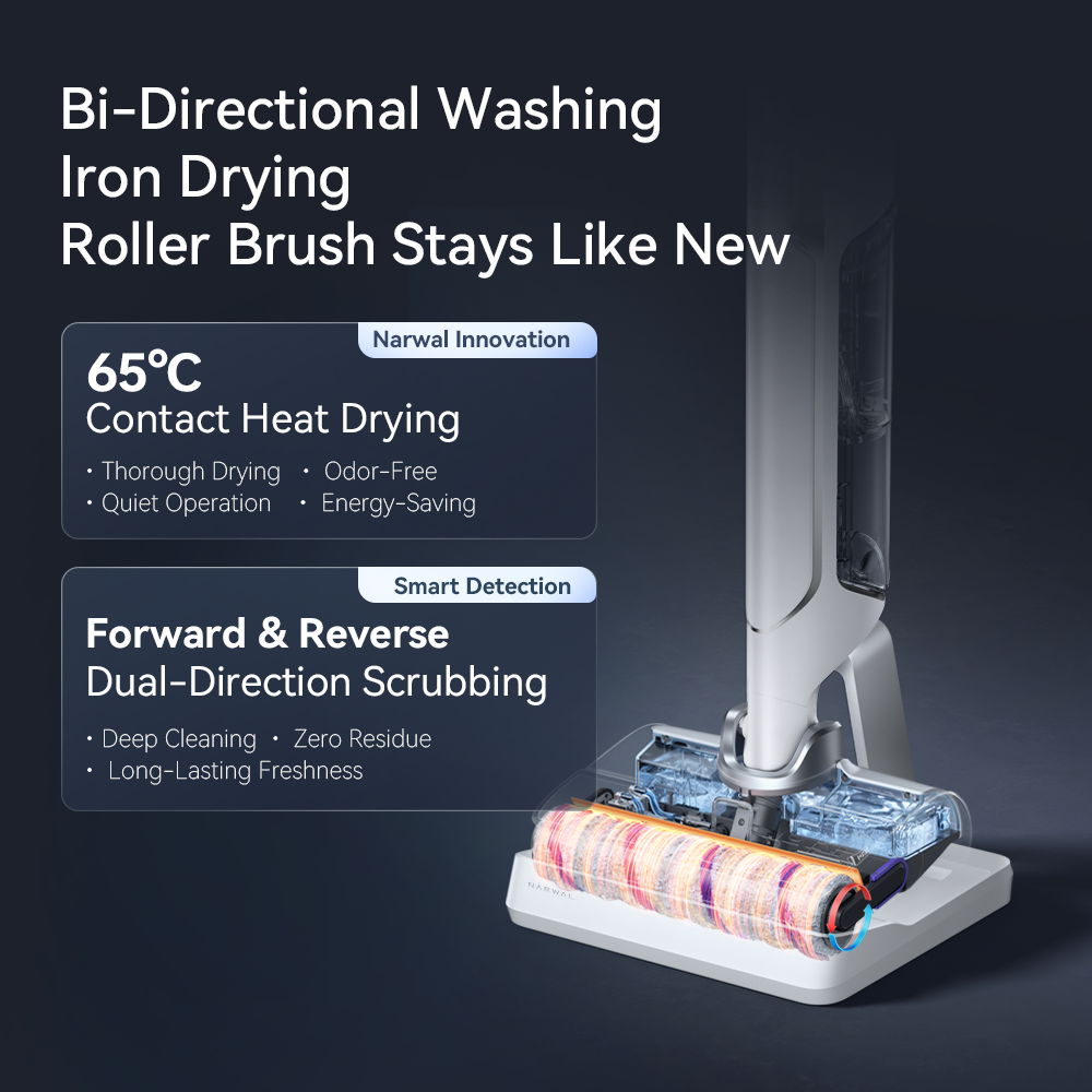 Narwal S20 Wet and Dry Vacuum cleaner | Lightweight · Effortless | Flat & 63°Flexible Turning | 0 Hair Tangling | 18N Mopping Pressure | Self-Cleaning &Smart lron Drying