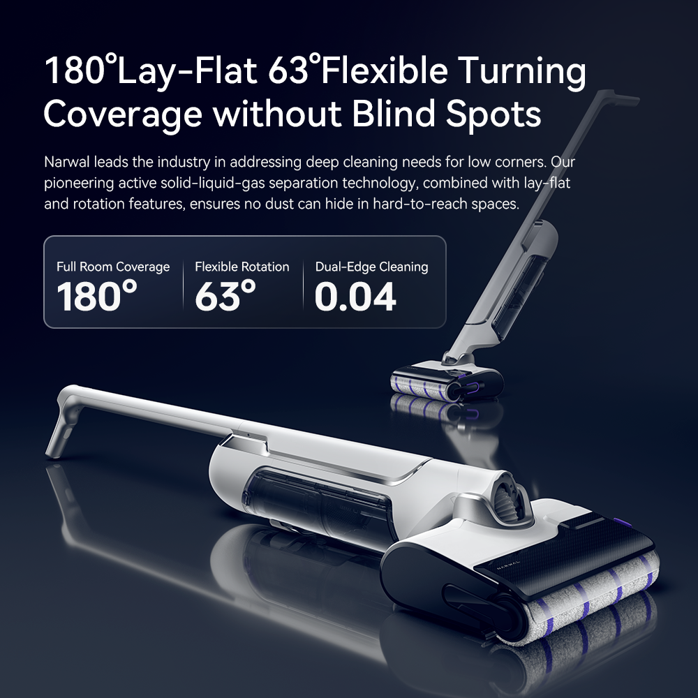 【Grand launch】Narwal S20 Wet and Dry Vacuum cleaner | Lightweight · Effortless | Flat & 63°Flexible Turning | 0 Hair Tangling | 18N Mopping Pressure | Self-Cleaning &Smart lron Drying