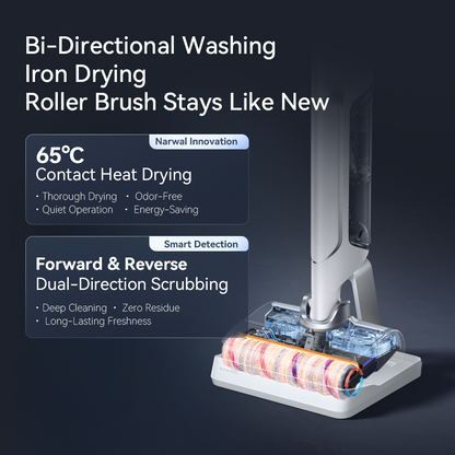 【Grand launch】Narwal S20 Wet and Dry Vacuum cleaner | Lightweight · Effortless | Flat & 63°Flexible Turning | 0 Hair Tangling | 18N Mopping Pressure | Self-Cleaning &Smart lron Drying