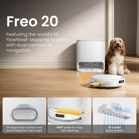 【New Arrival Pre-order】 Narwal Freo 20 Robot Vacuum Cleaner | FlowWash Mopping System |  Real-time self-cleaning | 31000Pa Suction Power | Dual Tangle-Free System | EdgeReach Mop Extension | Auto Mop Cleaning&Drying