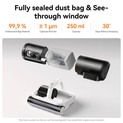 Narwal U50 Handheld Dust Mite Vacuum | 58°C Iron-Heating | 65,000 RPM Tapping | 99.99% Mite Removal | Bed Vacuum Cleaner