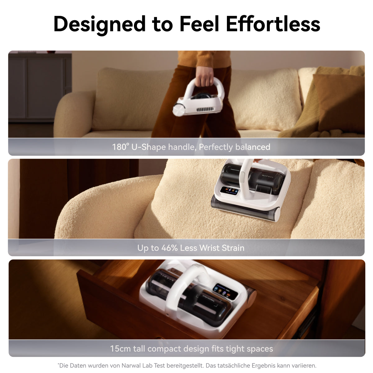 Narwal U50 Handheld Dust Mite Vacuum | 58°C Iron-Heating | 65,000 RPM Tapping | 99.99% Mite Removal | Bed Vacuum Cleaner
