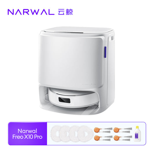 【New】Narwal Freo X10Pro Robot Vacuum Cleaner 11000Pa Suction Power | Dual Tangle-Free System | EdgeReach Mop Extension | Auto Mop Cleaning&Drying